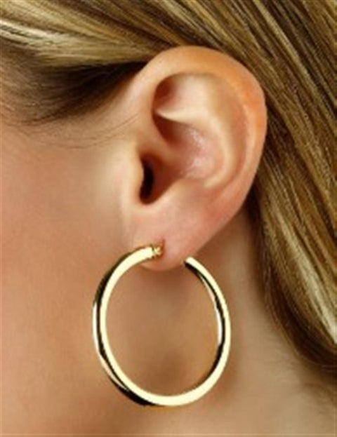 Yellow Gold 4x30mm Polished Tube Hoops