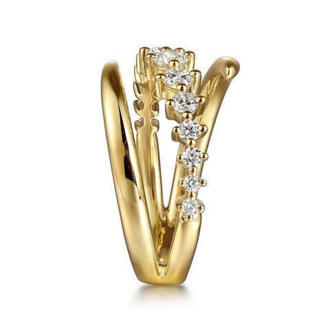 Gabriel & Co 14k Yellow Gold Diamond Bypass Ring