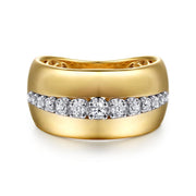Gabriel & Co. 14k Yellow Gold & Diamond Wide Band - .27cttw