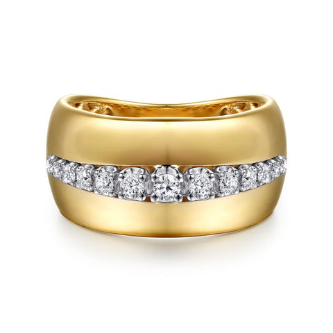 Gabriel & Co. 14k Yellow Gold & Diamond Wide Band - .27cttw