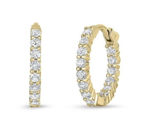 Roberto Coin 18k Yellow Gold XX-Small Diamond Hoop Earrings - .75cttw