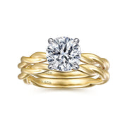 Gabriel & Co Emersin - 14K White-Yellow Gold Twisted Round Diamond Engagement Ring