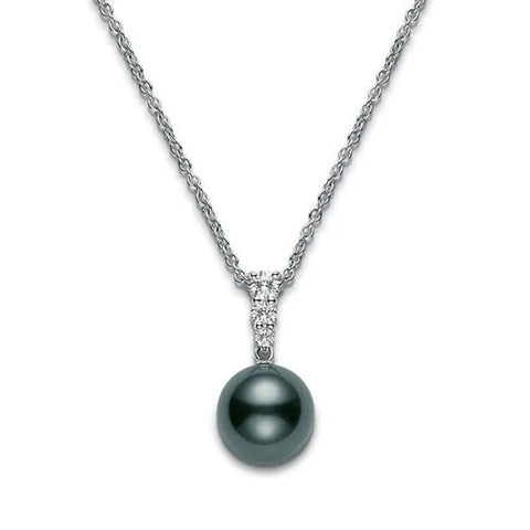 Mikimoto Morning Dew Black South Sea Cultured Pearl Pendant – 18K White Gold