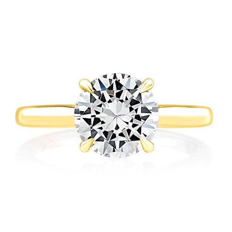 14K Yellow Gold Solitaire Engagement Ring Setting With 1.5ct Center