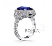 Platinum 5.07ct Sapphire & Diamond 3-Stone Ring - 7.54cttw