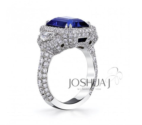 Platinum 5.07ct Sapphire & Diamond 3-Stone Ring - 7.54cttw