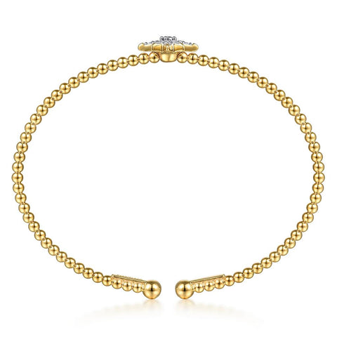 Gabriel & Co. 14k Yellow Gold Bujukan & Diamond Starburst Bangle Bracelet - .18cttw