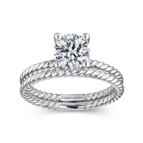 Gabriel & Co Bobbi - 14K White Gold Round Diamond Engagement Ring