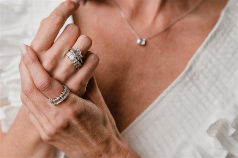 Jewelers Trade Shop Three Stone Emerald Cut Diamond Engagement Ring