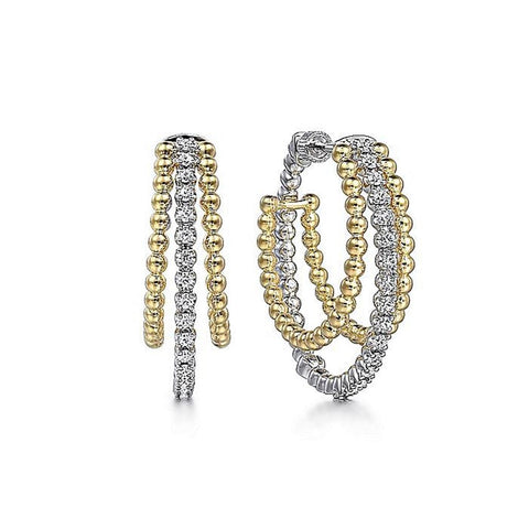 Gabriel & Co. 14k Yellow Gold Diamond Bujukan Intricate Hoop Earrings - .50cttw