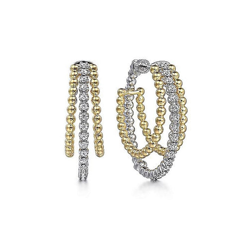 Gabriel & Co. 14k Two-tone Gold Diamond Bujukan Intricate Hoop Earrings