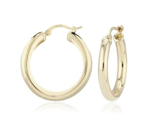 14k Yellow Gold Medium Tube Hoop Earrings