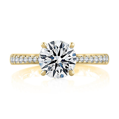 14k Yellow Gold Graduated Diamond Engagement Ring Mounting