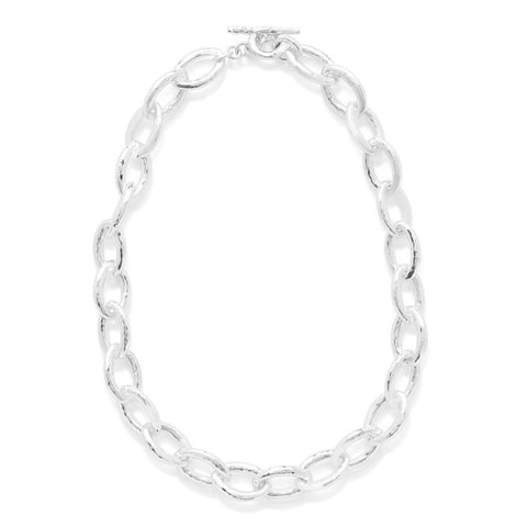 Ippolita Mini Hammered Bastille Link Necklace in Sterling Silver
