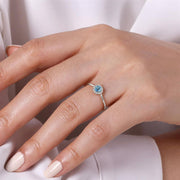 Gabriel & Co. 14k White Gold Blue Topaz & Diamond Halo Ring