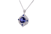 18k White Gold Tanzanite Sapphire & Diamond Necklace