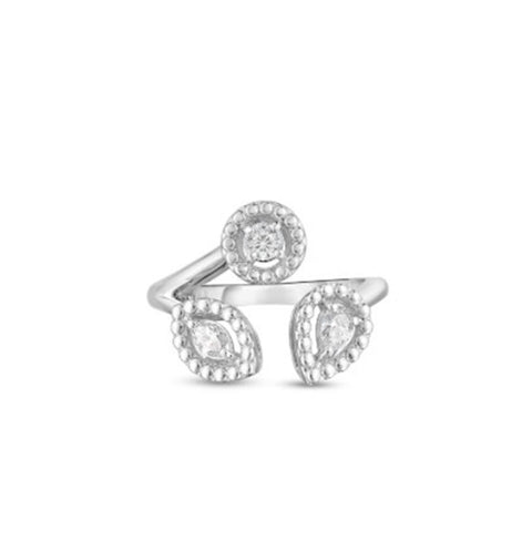 Roberto Coin 18k White Gold Dolcetto Three Stone Ring - .35cttw