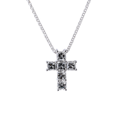 18k White Gold Asscher Cut Diamond Cross - 1.02cttw