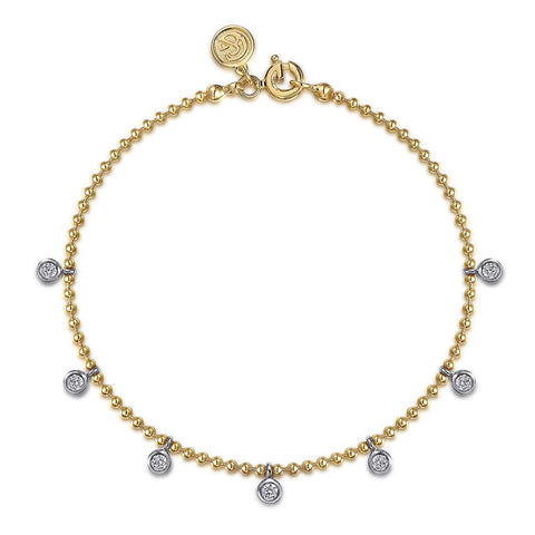 Gabriel & Co. 14k Yellow Gold Bujukan White Sapphire Station Bracelet