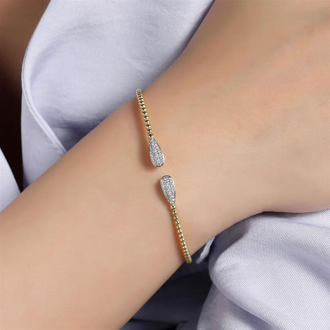 Gabriel & Co. 14K Yellow Gold Bujukan Diamond Teardrop Bangle
