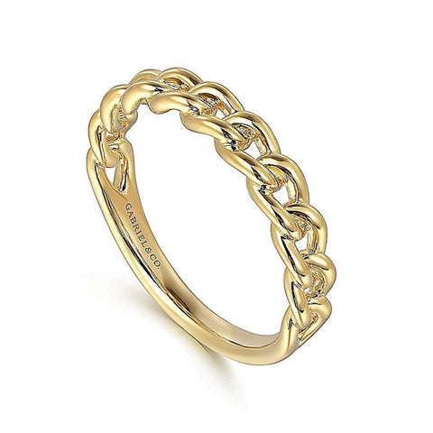 Gabriel & Co 14k Yellow Gold Cuban Link Stackable Ring