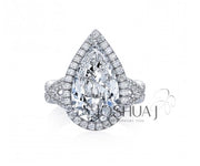 Platinum 5.25ct Pear Cut Diamond Halo Ring - 6.33cttw