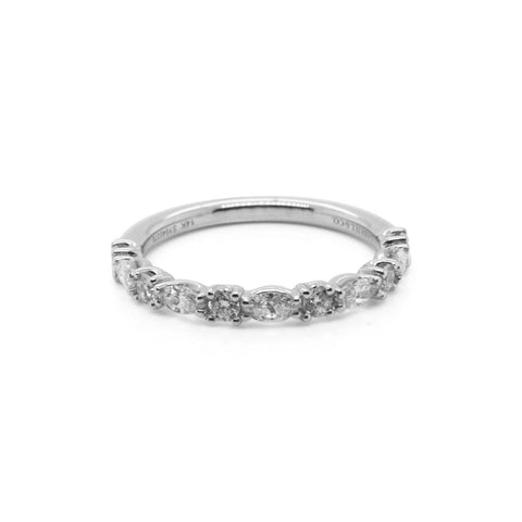 Gabriel & Co Aalto - 14K White Gold Marquise and Round Diamond Anniversary Band - 0.8 ct