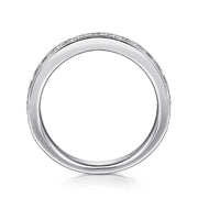 Gabriel & Co. 14K White Gold Micro Pave Channel Diamond Wedding Band with Milgrain - 0.51cttw