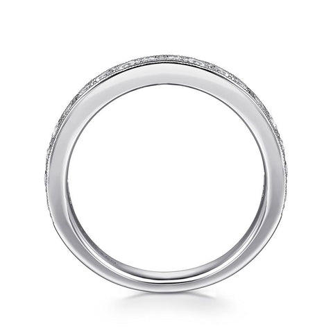 Gabriel & Co. 14K White Gold Micro Pave Channel Diamond Wedding Band with Milgrain - 0.51cttw