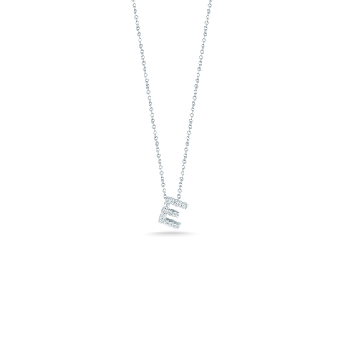 Roberto Coin 18k White Gold Diamond Love Letter "E" Necklace - .06cttw