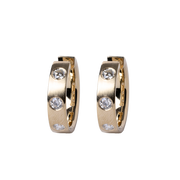 14k Yellow Gold Flush Set Diamond Hoop Earrings - .86cttw